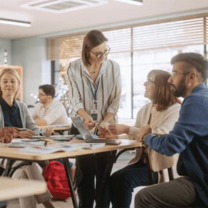 Club members working in studio